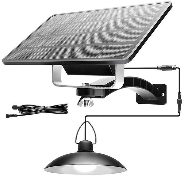 Rosnek Außen-Deckenleuchte 1/2/3/4 Kopf, Solar-Pendelleuchten, für Shop Hof Garage Veranda, 1 Solarmodul mit 1 Lampe, IP65 wasserdicht Solarlampen für Außen Innen