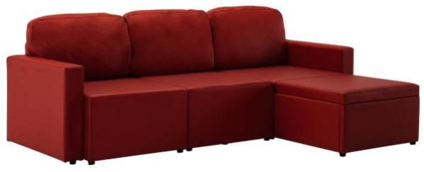 vidaXL Modulares 3-Sitzer Schlafsofa Weinrot Kunstleder 288797
