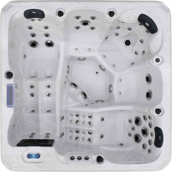 Sanotechnik Outdoorwhirlpool 'HAWAII WHITE MARBLE' inkl. Abdeckung und Stiege, 220x220x95 cm