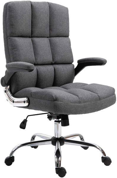 Bürostuhl HWC-J21, Chefsessel Drehstuhl Schreibtischstuhl, höhenverstellbar ~ Stoff/Textil dunkelgrau