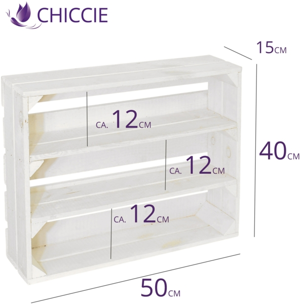 CHICCIE 5 Set Holzregal Schmalhanz 50x40x15cm - Weiß 2x Langes Regal Bild 5