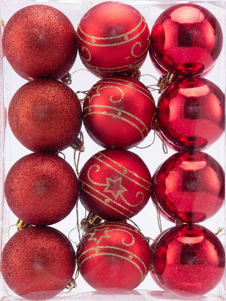 Casaria Christbaumkugeln 24 tlg matt glänzend verziert Christbaumschmuck Weihnachtsbaumkugeln Weihnachtsdeko Kugeln rot