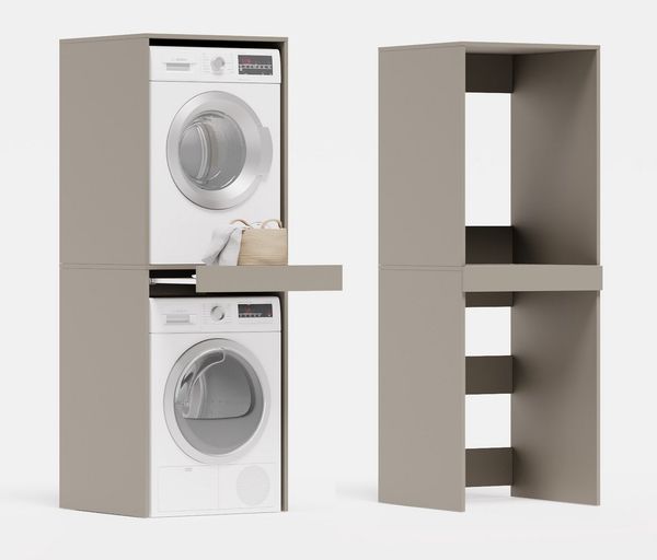Platan Room Waschmaschinenumbauschrank Waschmaschinenschrank für Waschmaschine & Wäschetrockner Waschmaschine Trockner Schrank mit Ausziehbrett Überbauschrank