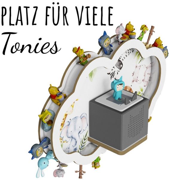 Holzura Kinderregal Tonieregal für Toniebox, Kinderregal Wolke Regal Tonie Figuren
