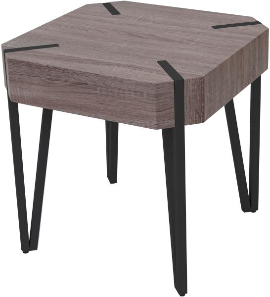 Mendler 'Kos T574' Couchtisch, Metall-Füße, 52 x 50 x 50 cm, Dunkle Eiche