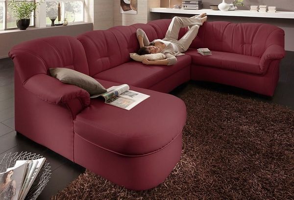 DOMO collection Wohnlandschaft Papenburg, zeitlose Rückensteppung, elegante Formensprache, U-Form, in großer Farbvielfalt, wahlweise mit Bettfunktion