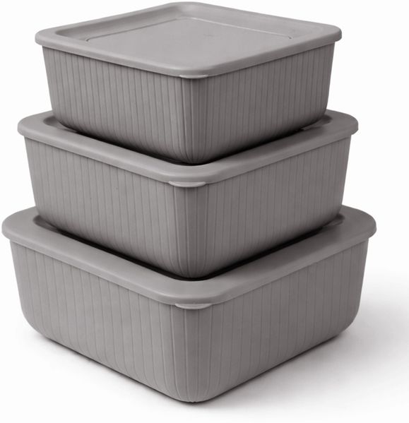 Vorratsdosen eckig 3er-Set Grau