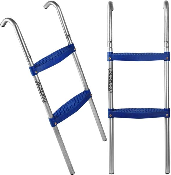 Monzana Trampolinleiter 90cm -2 Kunststoffstufen UV-beständig flexibel montierbar Sicherheitsleiter Einstiegsleiter
