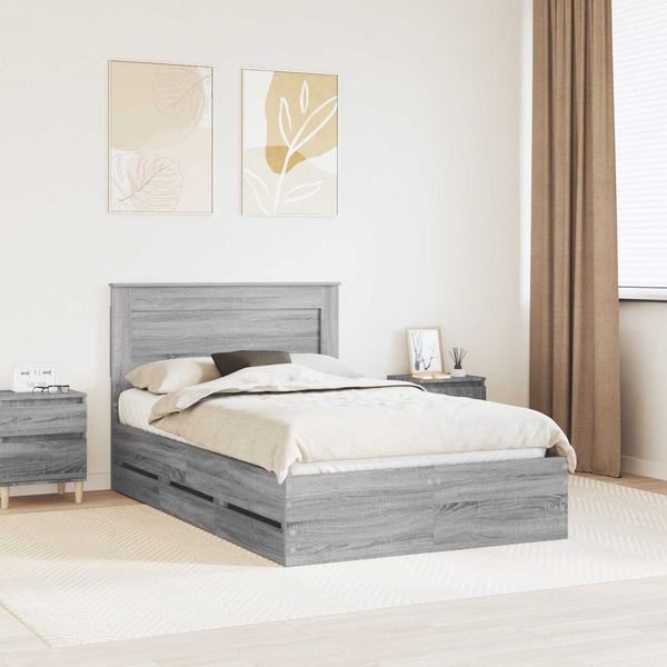 vidaXL Bettrahmen Graues Sonoma 120 x 190 cm Ingenieurs Holz 3410191