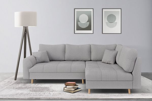 Home affaire Ecksofa CHARRE incl. 3 Zierkissen, L-Form, feine Steppung, lose Rückenkissen, auch in Cord und Bouclé