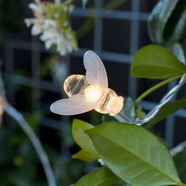 Lights4fun LED-Lichterkette 20er LED Solar Lichterkette Bienen