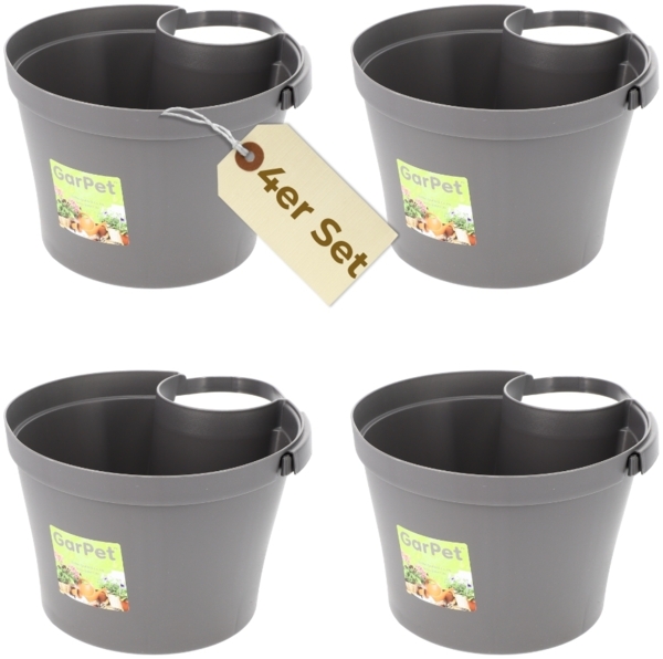 4er Set Fallrohr Blumentopf Fallrohr Blumentopf für Regenrohr Regenrinne Säule Pfosten Abflussrohr Hängetopf Pflanztopf Pflanzgefäß Grau 22x22x15 cm