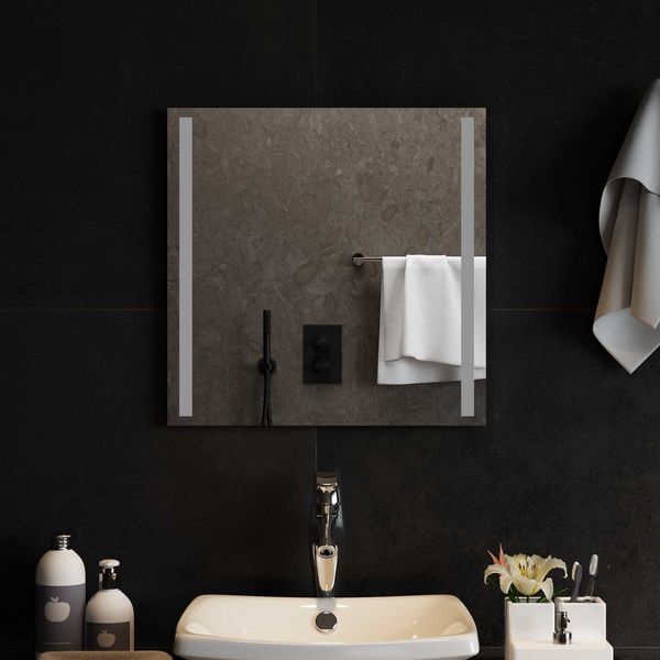 vidaXL LED-Badezimmerspiegel Transparent 50 x 50 cm Gehärtetes Glas 42045789