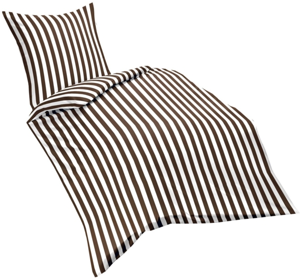 fleuresse Bettwäsche 135x200cm Streifen gestreift in Braun Türkis oder Rot, Renforcé, 2 teilig, modernes Design mit Streifen in verschiedenen Farben