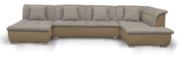Wohnlandschaft NICOLE mit Schlaffunktion Ottomane Links Sand/Cappuccino