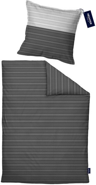 Hechter Paris Bettwäsche Satin 0061310 QUADRATE, silber/grau, 1x 155x220 cm + 1x 80x80 cm
