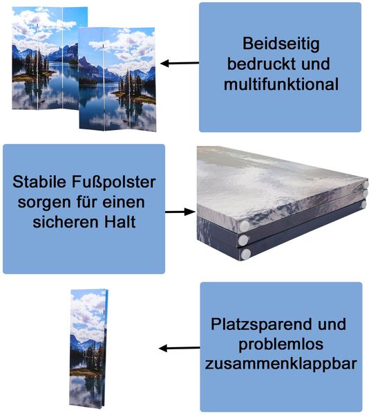 Foto-Paravent HWC-A83, Raumteiler Trennwand Sichtschutz, MVG-zertifiziert ~ 180x121cm See Bild 2