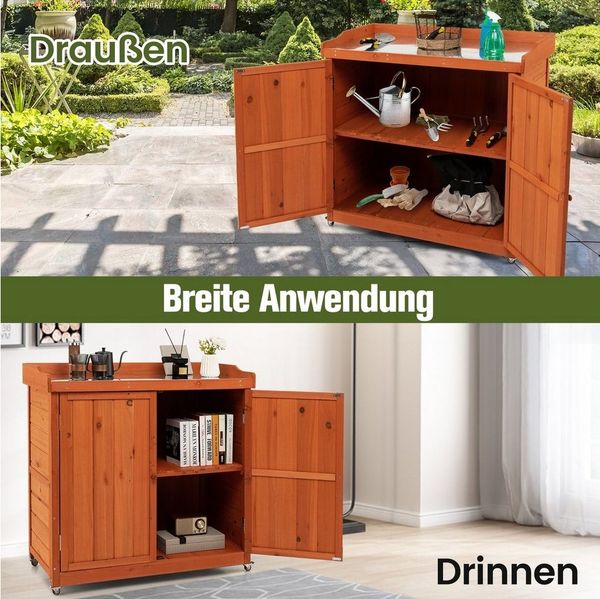 COSTWAY Geräteschrank mit herausnehmbarem Regal, auf Rollen, 98,5x48x100cm