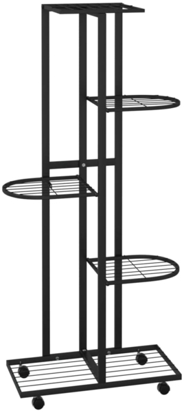 vidaXL Blumenständer 5-Etagen mit Rollen 44x23x100 cm Schwarz Eisen 343117