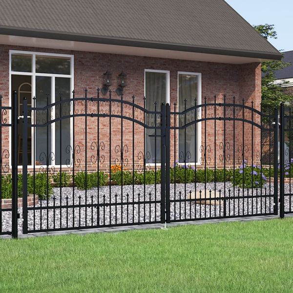 vidaXL Gartentor KAMPEN mit Speerspitze Schwarz 302 x 125 cm Stahl 151096