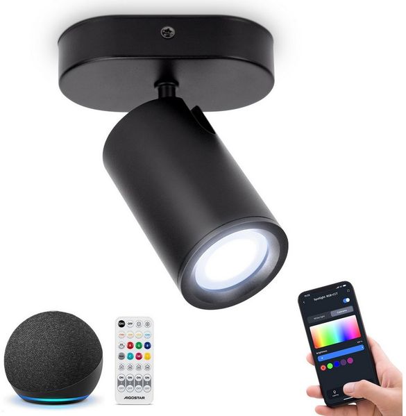 Aigostar LED Deckenleuchte Dimmbar Wandstrahler Kompatibel mit Alexa mit Fernbedienung