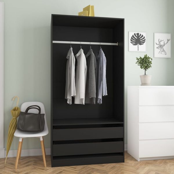 vidaXL Kleiderschrank Schwarz 100×50×200 cm Spanplatte [800604]