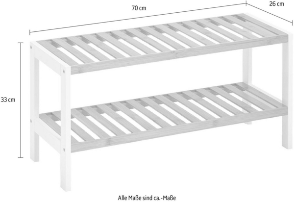 Schuhregal m. 2 Ablagen, Regal aus Bambus und Metall, kompakter Schuhschrank Bild 3