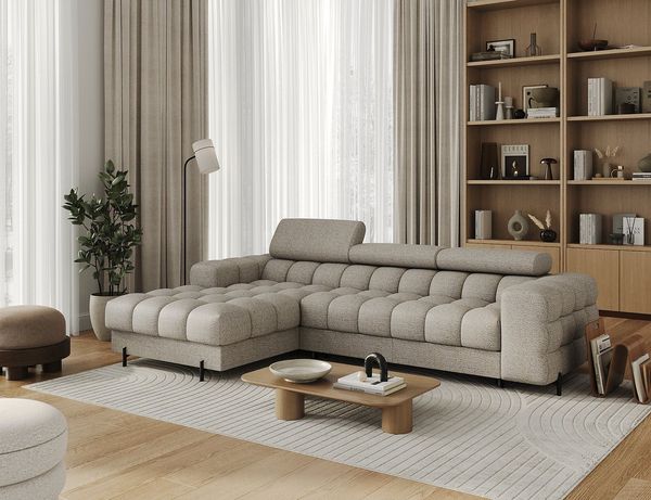 MOEBLO Ecksofa Neviro, Robuste Verarbeitung, verstellbare Kopfstützen und integrierter Bettkasten für maximalen Komfort und Funktionalität, Eckcouch Wohnlandschaft Sofa mit Ottomane Eckgarnitur Polsterecke, (BxHxT):285x72-93x181 cm