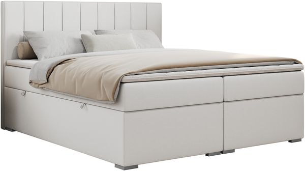 Boxspringbett mit 2 Bettkästen, Matratze und Topper, Polsterbett - ALLY - 180x200cm - Weiß Kunstleder - H3 Bild 3