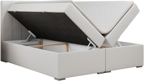 Boxspringbett mit 2 Bettkästen, Matratze und Topper, Polsterbett - ALLY - 180x200cm - Weiß Kunstleder - H3 Bild 4