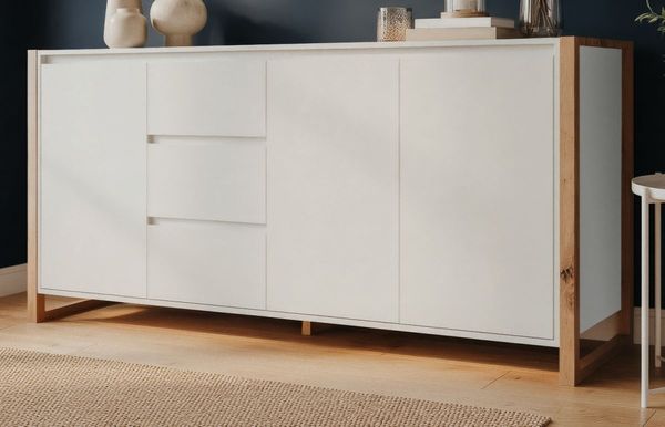 Sideboard Malta in weiß und Artisan Eiche 160 x 88 cm