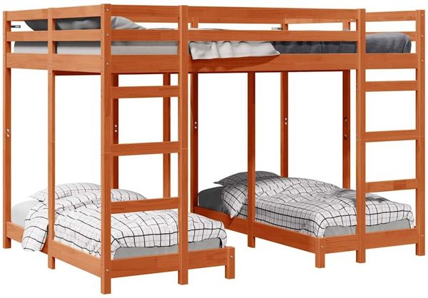 vidaXL Dreifach Etagenbettrahmen Wachsbraun 140 x 200 cm 3414566