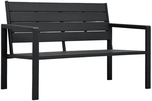 vidaXL Gartenbank 120 cm HDPE Schwarz Holz-Optik 47878