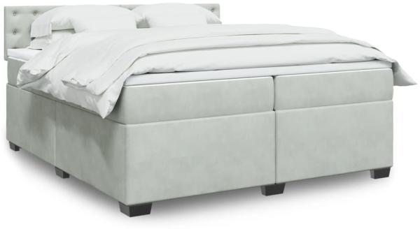 vidaXL Boxspringbett mit Matratze Hellgrau 200x200 cm Samt 3288714