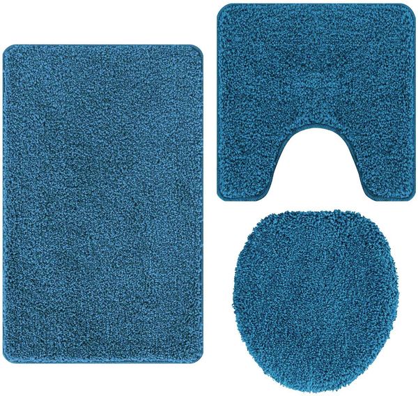 vidaXL Anti-Rutsch Badematten-Set 3 pcs Blau PP 4019873