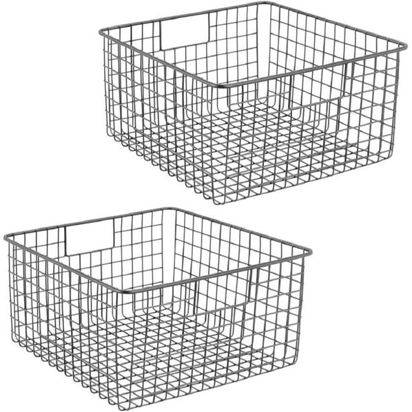 mDesign Allzweckkorb Drahtkorb Gitterbox Organizer Regal 2er Set Metall Grau