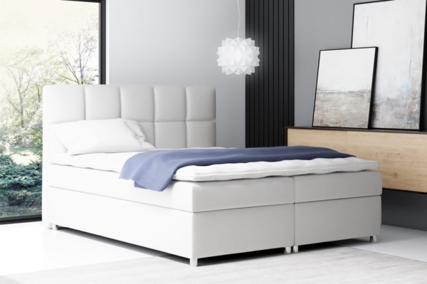 Boxspringbett CLOE 140x200 cm Kunstleder Weiss