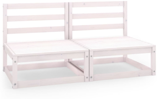 vidaXL Gartensofa 2-Sitzer Weiß Massivholz Kiefer 3075230
