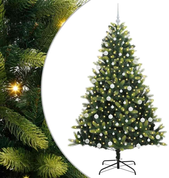 vidaXL Künstlicher Klapp-Weihnachtsbaum mit 300 LEDs Grün 180 cm 3395994