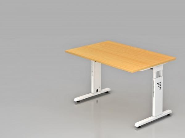 Schreibtisch OS12 C-Fuß 120x80 cm Buche Gestellfarbe: Weiß