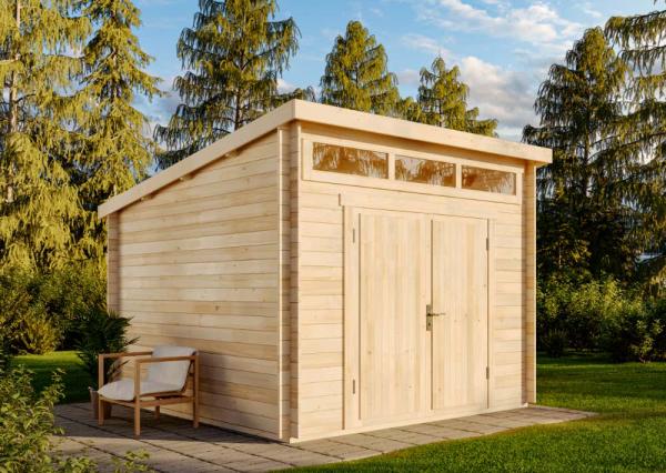 Alpholz Gartenhaus Modell Maria-Optima28 Gartenhaus aus Holz Holzhaus mit 28 mm Wandstärke Blockbohlenhaus mit Montagematerial