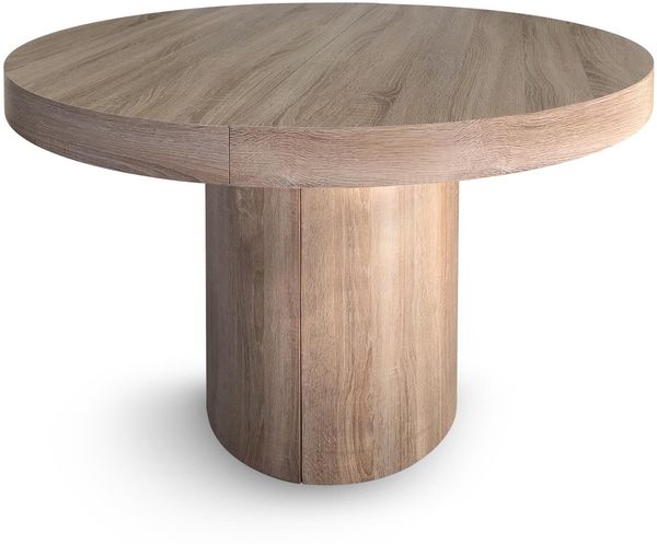 Menzzo Suzie Runder Tisch ausziehbar, Holz, Eiche hell, 260 x 110 x 76 cm