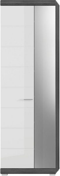 INOSIGN Garderobenschrank Siena, Höhe 197cm, 2 Türen, 4 Einlegeböden, ausziehbare Kleiderstange Front-Rillenfräsung, Stauraumschrank, Flurschrank, Dielenschrank