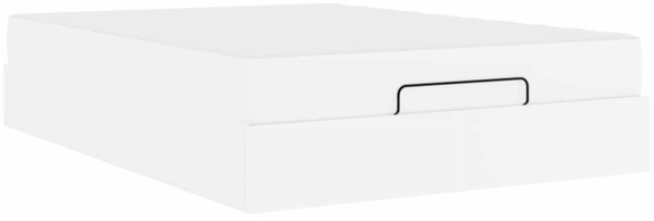 vidaXL Bettgestell mit Matratze Reinweiß 140 x 190 cm Kunstleder 3399426