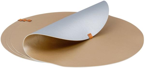 Levandeo® Platzset, 4er Set Platzset Tischsets 38cm Rund Silber Gold Tischmatte