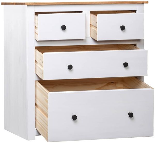 Sideboard, Kommode Weiß 80x40x83 cm Kiefernholz Panama j3388p