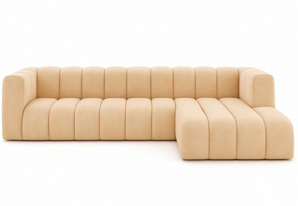 Kaiser Möbel Ecksofa Moderne aus Veloursstoff Salvador Grand L 318 cm, Ecksofa, Tiefe Sitzflächen,Premium-Velours Salvador,Design Soft-Cube