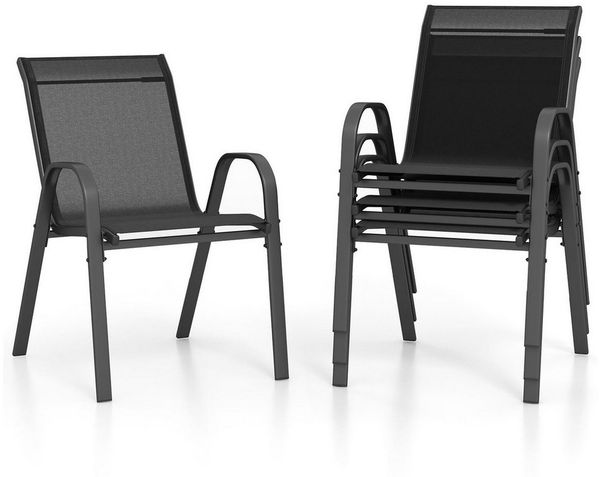KOMFOTTEU Gartenstuhl Bistrostuhl Stapelstuhl (4 St), stapelbares Esszimmerstuhl-Set, bis 150 kg belastbar