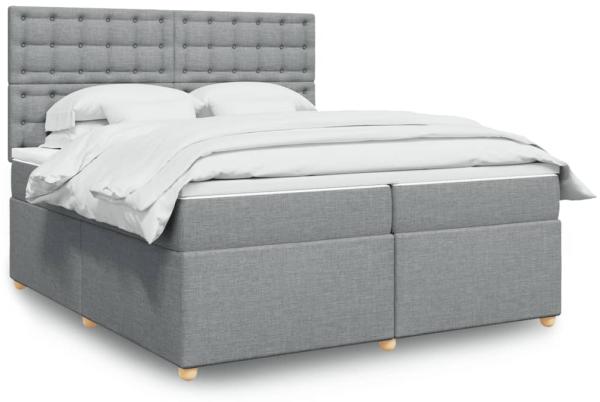 vidaXL Boxspringbett mit Matratze Hellgrau 200x200 cm Stoff 3293701