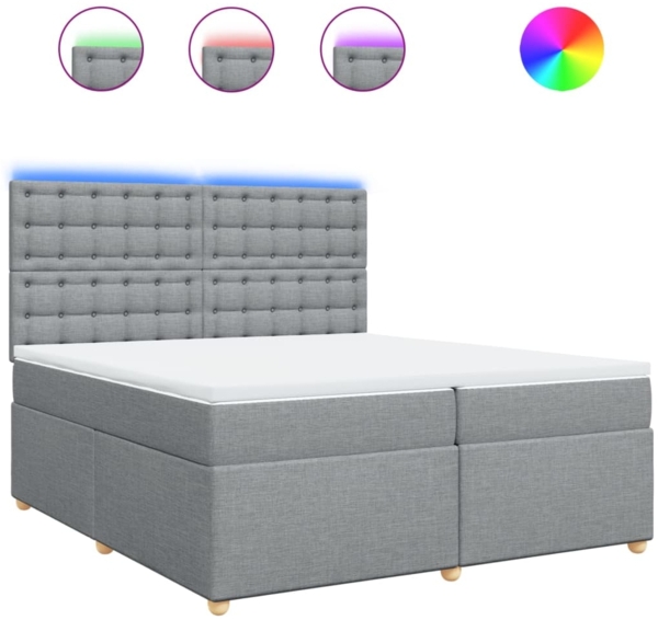 vidaXL Boxspringbett mit Matratze Hellgrau 200x200 cm Stoff 3293701